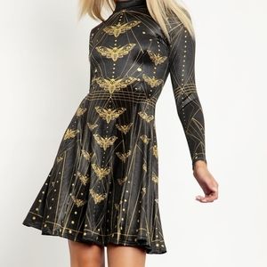 Sacred Moth Velvet Long Sleeve Evil Mini Skater Dress